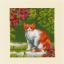Greeting Cards: Cats between flowers