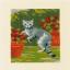 Greeting Cards: Cats between flowers
