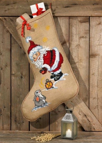 Elf & Rabbit Stocking From Permin of Copenhagen - Christmas - Cross-Stitch  Kits Kits - Casa Cenina