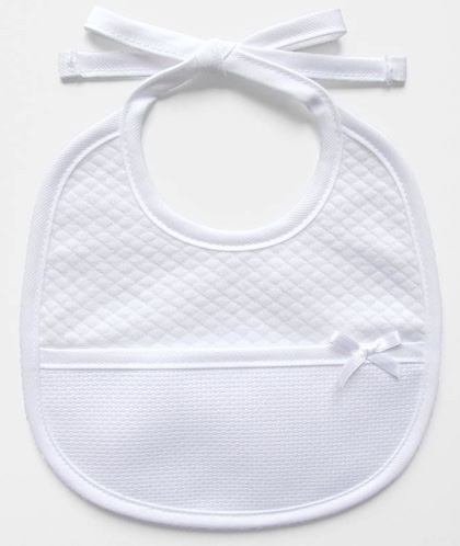 Birth bib - white with embossed pattern