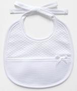 Birth bib - white with embossed pattern