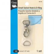 Small Swivel Hook & D-Ring - Brushed Antique Brass