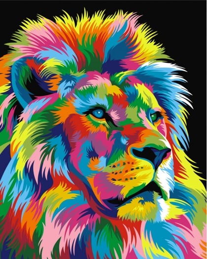 royal rainbow lion from artventura paint by numbers kits casa