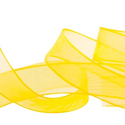 Wired Sheer Coloured Edge Ribbon 10mm - Yellow