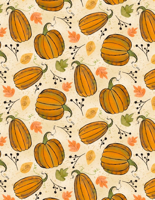 Autumn Road - Pumpkins Tan - 45x110cm From Wilmington Prints - American ...