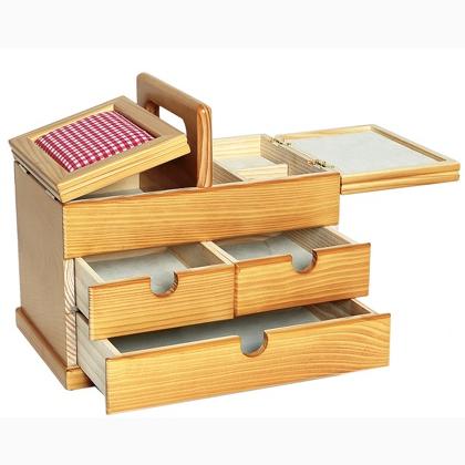SUPVOX Wooden Sewing Box Professional Sewing Basket Kit Organizer Box for Home Travel Vintage Sewing Accessories Holder