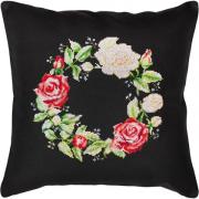 Cushion - Rose Wreath - Black