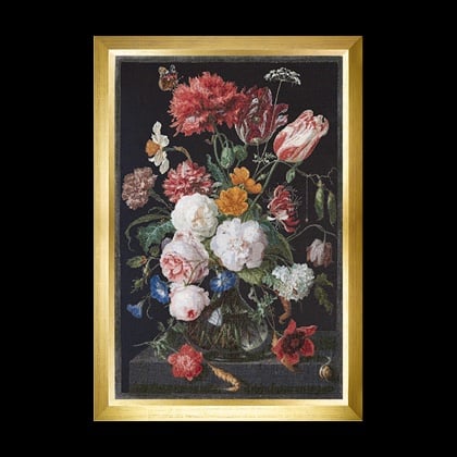 Still Life with Flowers in a Glass Vase, 1650-1683 - Black - Aid