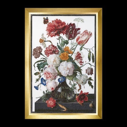 Thea Gouverneur 785A  Still Life with flowers in a glass vase  Cross stitch 
