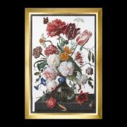 Still Life with Flowers in a Glass Vase, 1650-1683 - Linen
