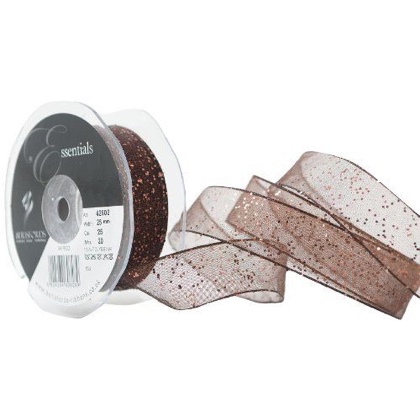 Random Glitter Ribbon 25mm - Brown