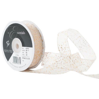 Random Glitter Ribbon 25mm - Cream