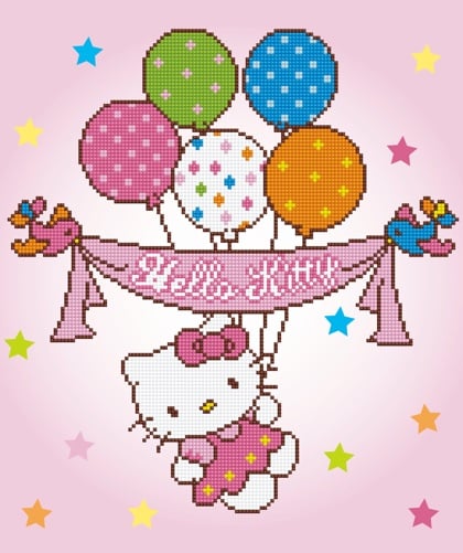 Hello Kitty with balloons From Vervaco - Diamond Painting - Kits