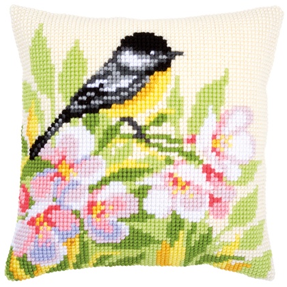 Front Cushion: Tit & Blossoms