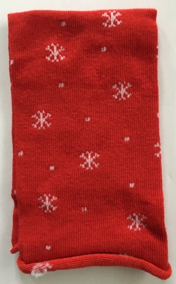 Elastic Tube - Snowflakes - Red/White - 30x8cm.