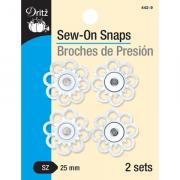 Sew-On Snaps - Flower Shape - White