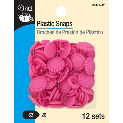 Plastic Snaps - Pink Flower with Smile