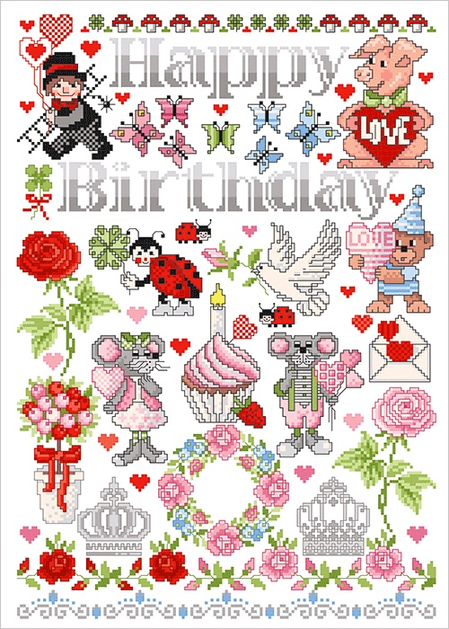 Download Happy Birthday... From Lindner's Kreuzstiche - Cross Stitch Charts - Cross Stitch Charts - Casa ...