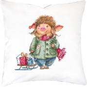 Cushion - Christmas Pig with gifts
