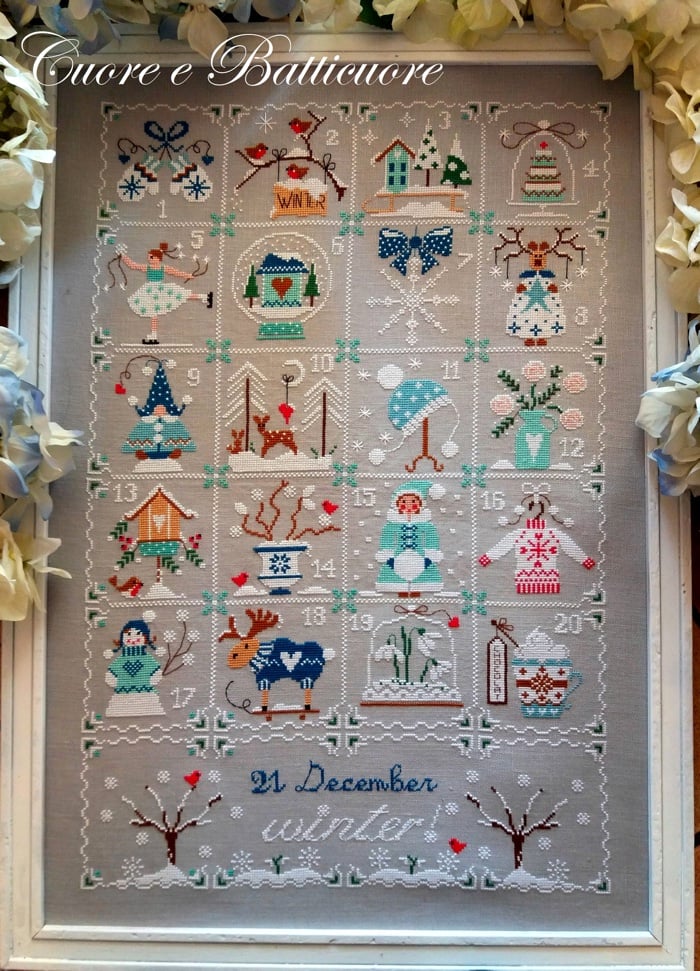 Shabby Winter Calendar From Cuore e Batticuore - Cross Stitch Charts -  Cross Stitch Charts - Casa Cenina