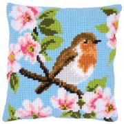 Front Cushion: Robin & blossoms