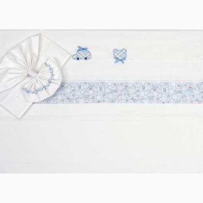 Baby carriage sheet set - Polka Dot Bear - Sky blue