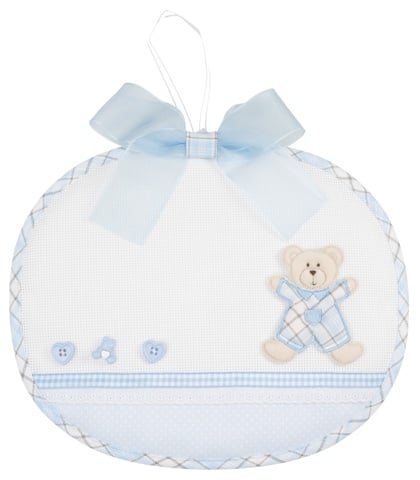 Birth Ribbon Scottish Bear - Sky blue