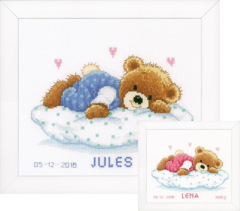 Baby and Teddy Moment Vervaco Cross Stitch Kit 