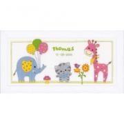 Birth Sampler - Kitten and Friends