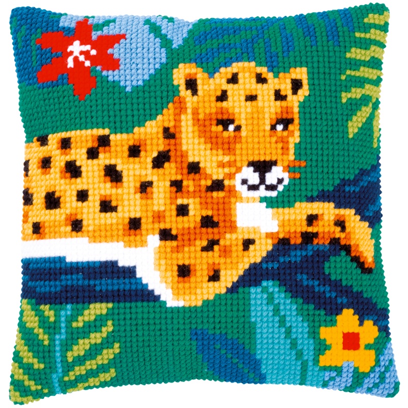Tapestry Pillow Cover DIY kit "Leopard" Needlepoint kit Printed canvas