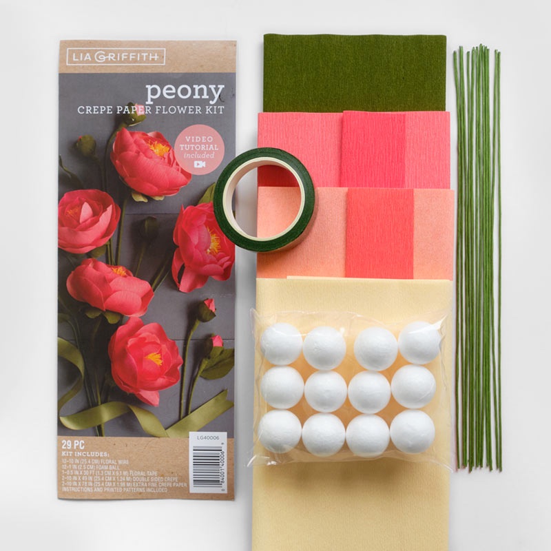 Crepe Paper Flower Kit -Peonies - 084001400069