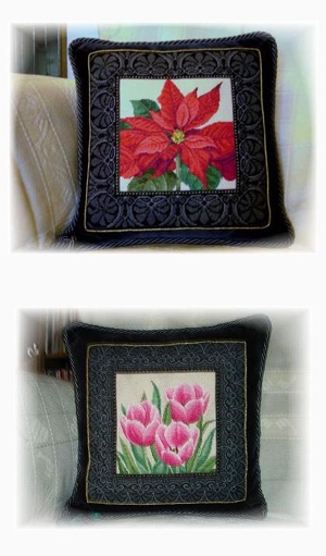Poinsettia and Tulips Cushions