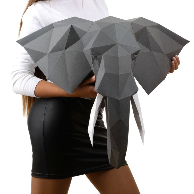 Elephant Papercraft Kit From Wizardi 3D Models Ornaments, Paper, Colors Casa Cenina