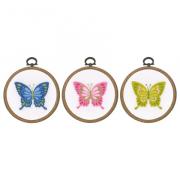 Embroidery kit with ring Butterflies - Set of 3