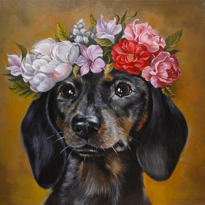 Dachshund in Flowers