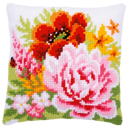 Front Cushion: Colourful flowers