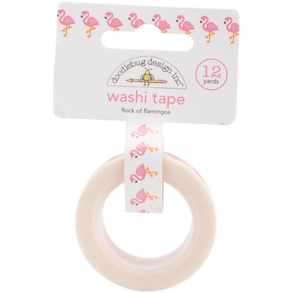Decorative Paper Tape 15mm - Flock Of Flamingos