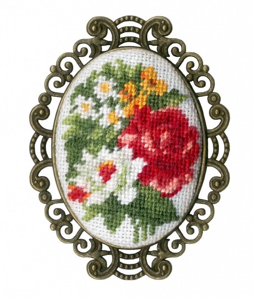 Cross stitch brooch sale
