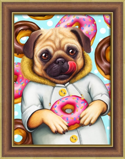 Pug and Doughnuts From Artibalta - Diamond Painting - Kits - Casa