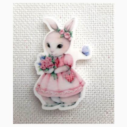 Spring Rabbit Magnet (Rabbit in Pink Dress)