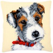 Front Cushion: Dog with red collar