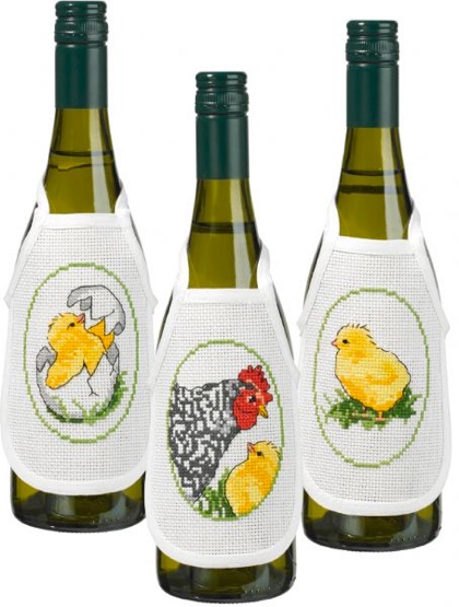 Aprons for bottles - Hen and chicks