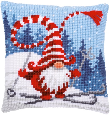 Front Cushion: Christmas gnome skiing II
