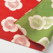 Isa Monyo Reversible Furoshiki - Japanese Apricot Red/Green