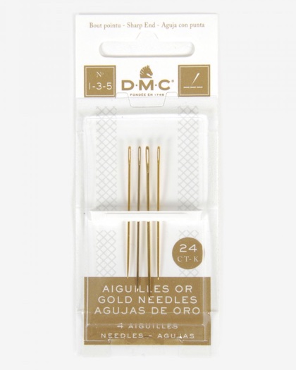 Embroidery needles gold plated - size 1/3/5