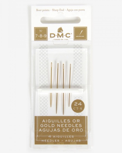 Embroidery needles gold plated - size 7/8/9