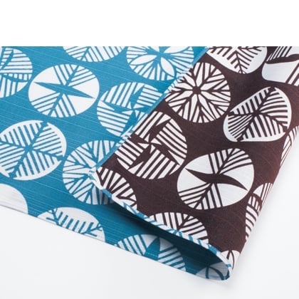 Isa Monyo Reversible Furoshiki - Pine Blue/Brown