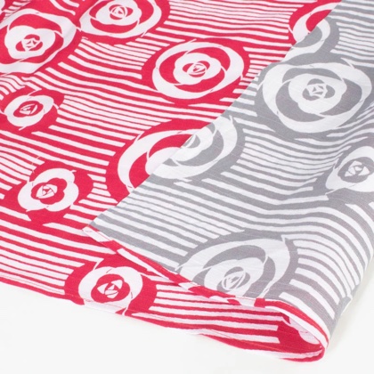 Isa Monyo Reversible Furoshiki - Camellia Red/Gray