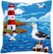 Front Cushion: Lighthouse and Seagulls