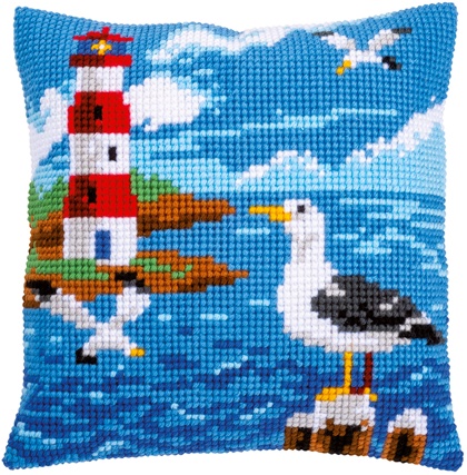 Front Cushion: Lighthouse and Seagulls